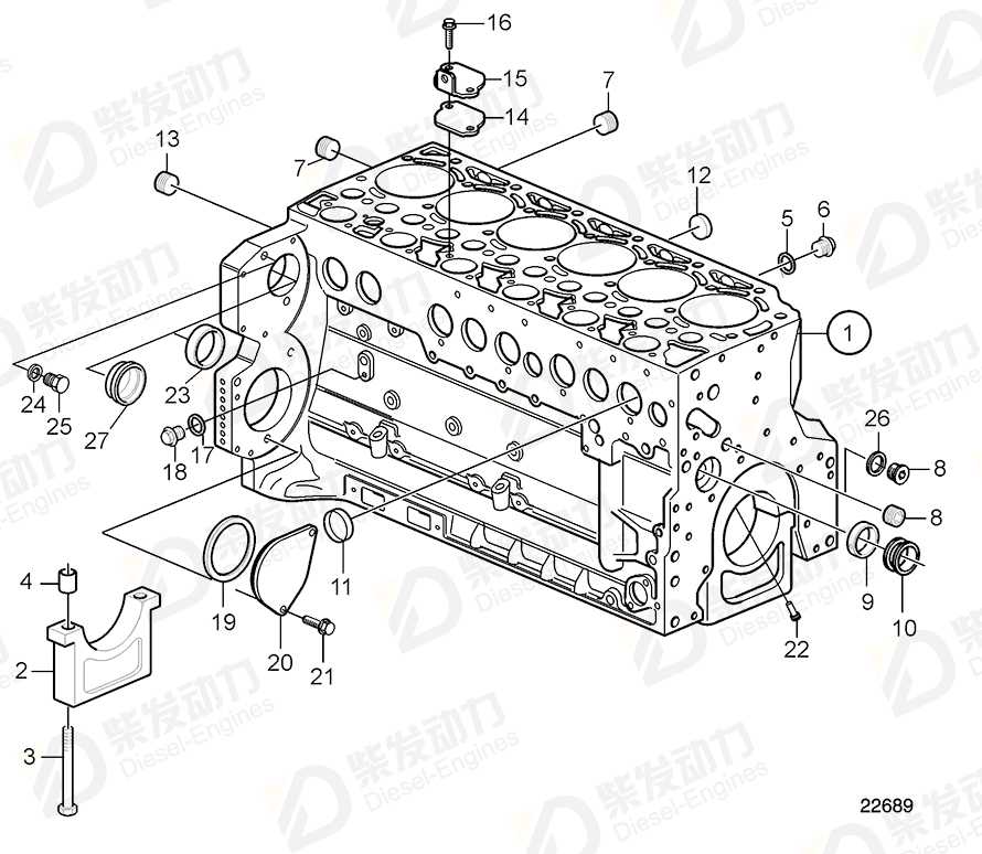 VOLVO Cylinder block 22428209 Drawing